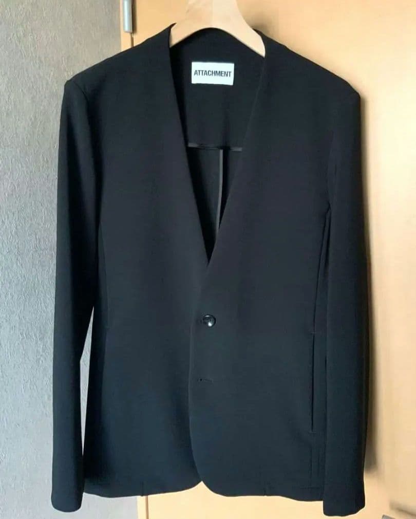 超美品 / PE ストレッチダブルクロス カラーレスジャケット / ブラック