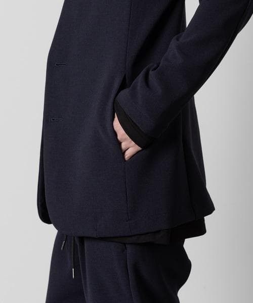 超美品 / PE ストレッチダブルクロス カラーレスジャケット / ブラック