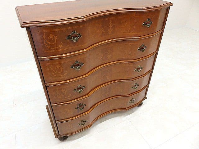 n*h様 美品 イタリア製 象嵌クラシック5ドロアーチェスト　サイドチェスト/ロ