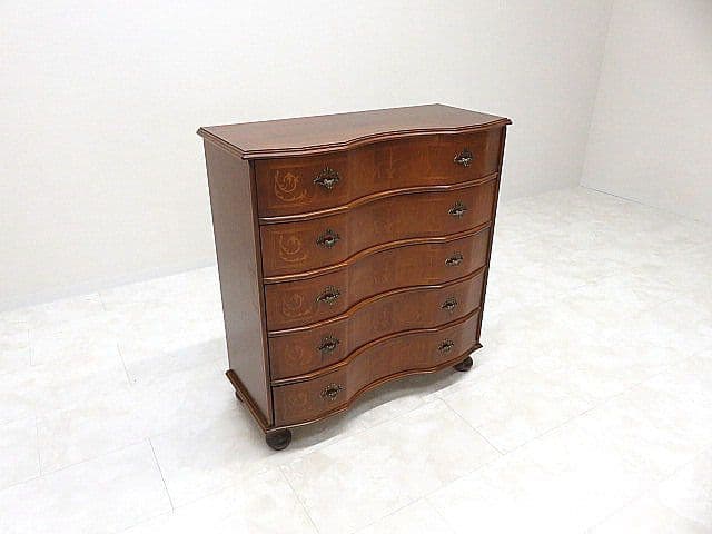 n*h様 美品 イタリア製 象嵌クラシック5ドロアーチェスト　サイドチェスト/ロ