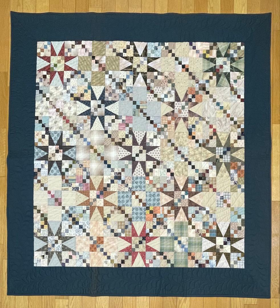 パッチワークキルト　タペストリー　スター&スクエア