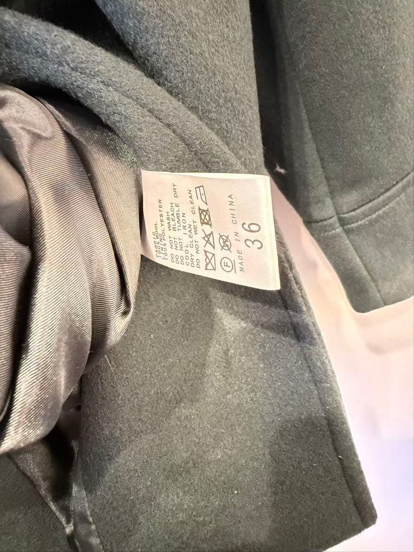 スーパー140ビーバーノーカラーミドルコート グリーン36