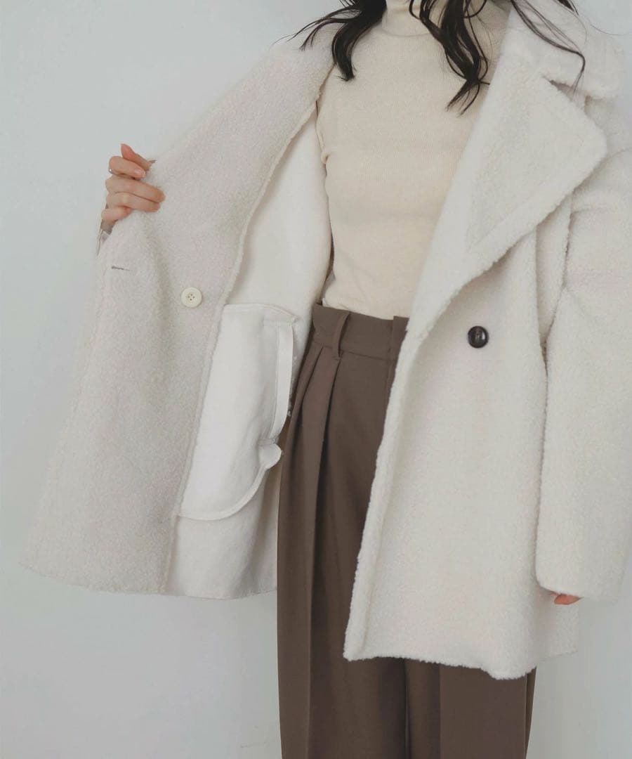 【新品タグ付き】lian テーラードボアミドルコート