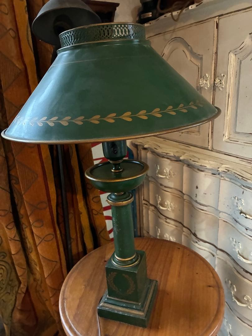 アンティーク　素敵な　グリーン　デスク　テーブル　サイド　ランプ　アメリカ　レア
