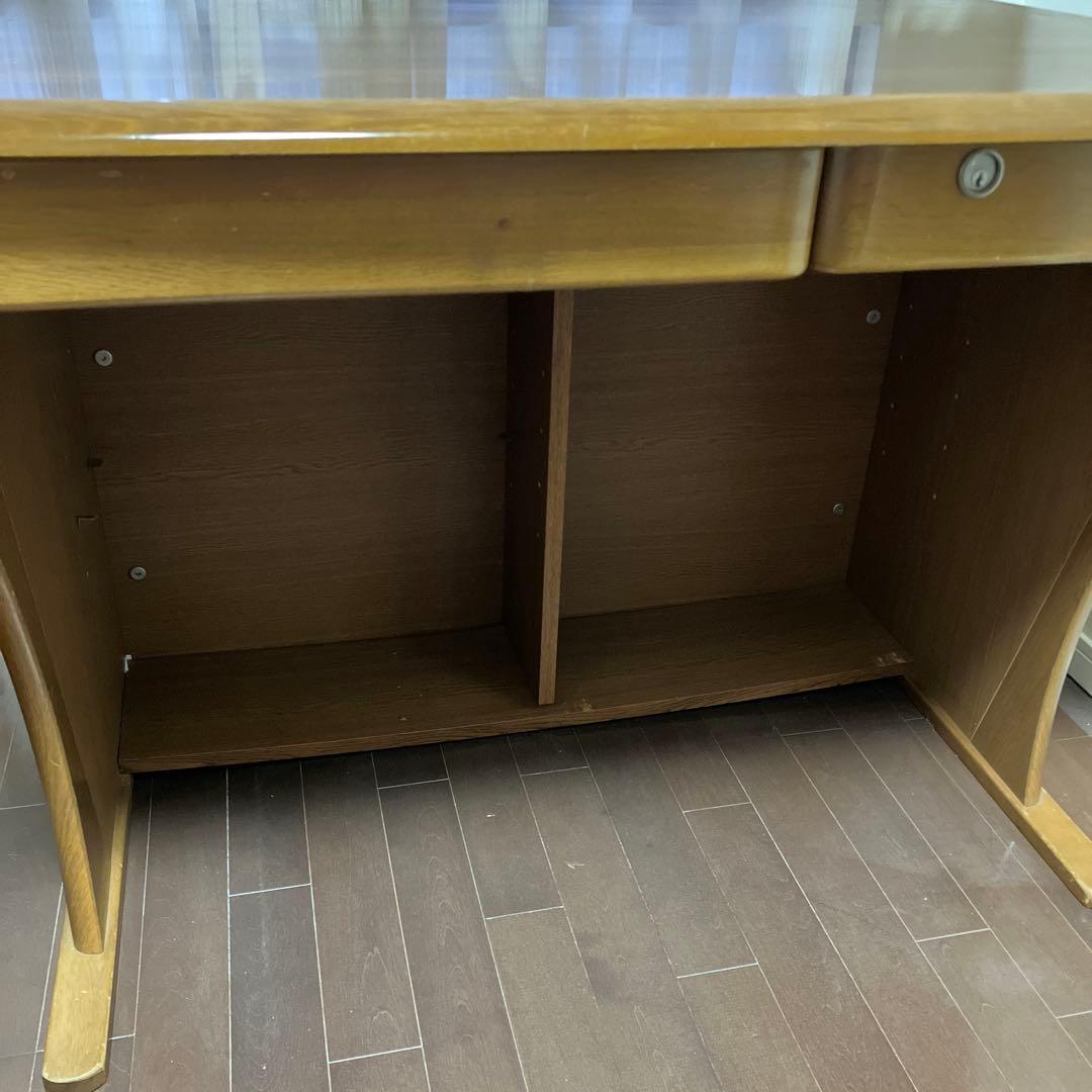 【送料込み匿名発送】木製ブラウン　シンプルデスク 引き出し付き