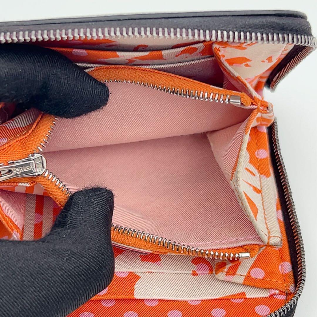 エルメス アザップ シルクイン コンパクト ブラック C刻印 財布 789