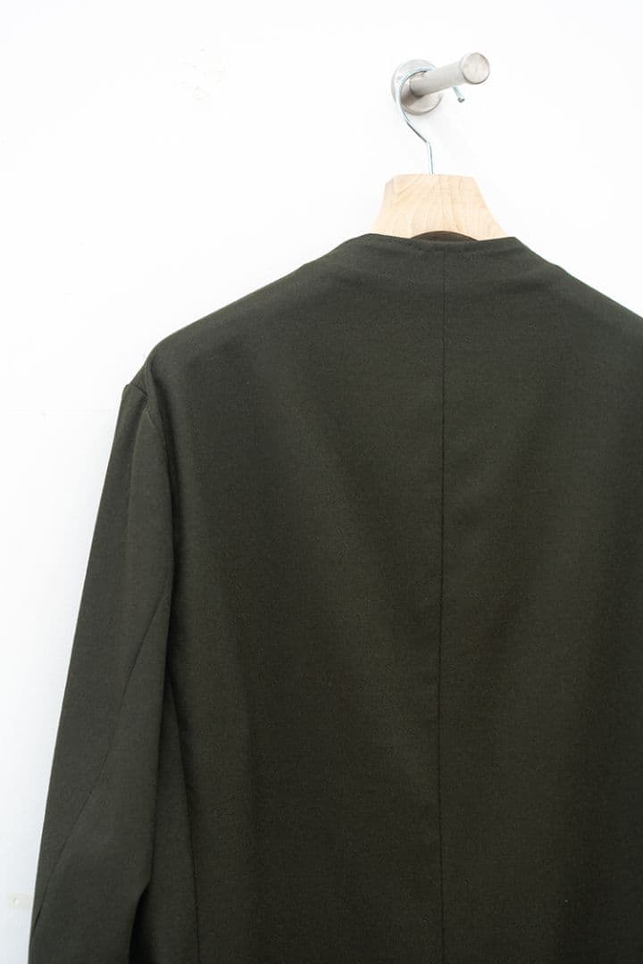 【新品未使用品】RAINMAKER ノーカラーロングジャケット ダークオリーブ