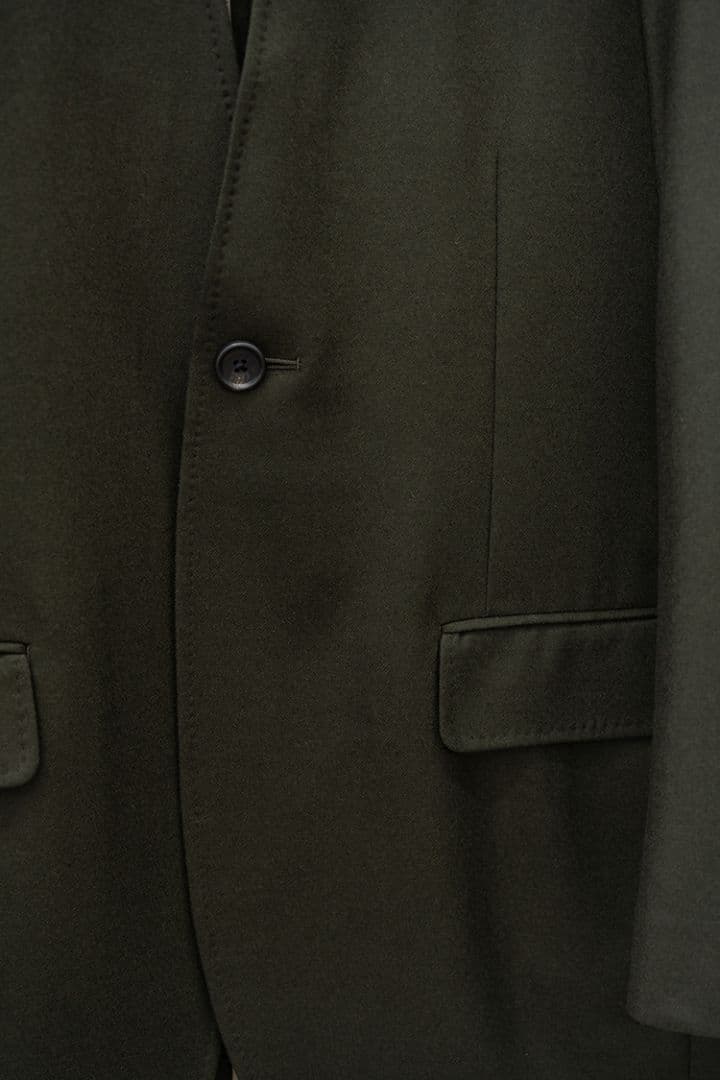 【新品未使用品】RAINMAKER ノーカラーロングジャケット ダークオリーブ