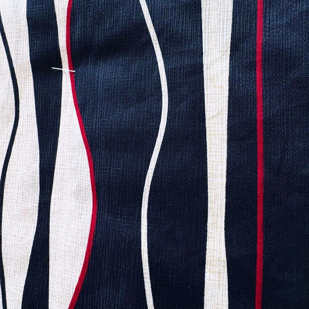 新品　生成り　黒　赤　よろけ縞　大正モダン　粋　見えない縫製　高級綿麻浴衣　単品