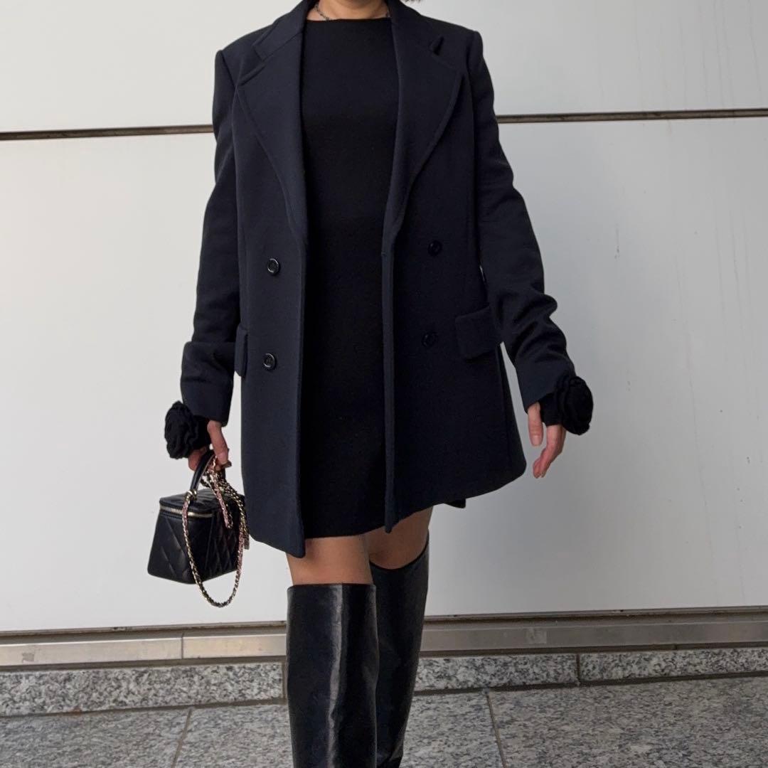 miumiuネイビーダブルボタンジャケット pコートkn58