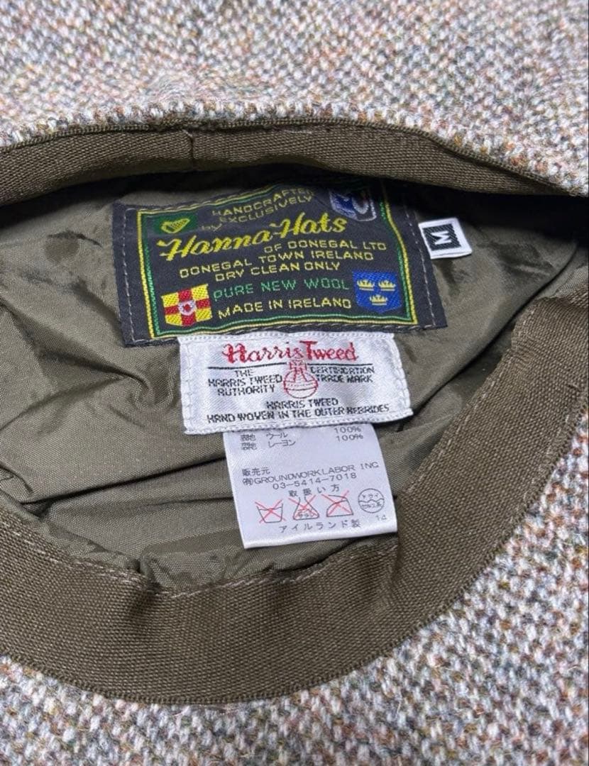 新品　別注　ハリスツイード　ハンナハッツ　キャスケット帽　ヘリンボーン