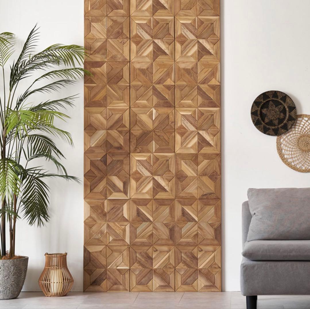 【訳あり】天然チークウッド ウォールパネル 10枚セット