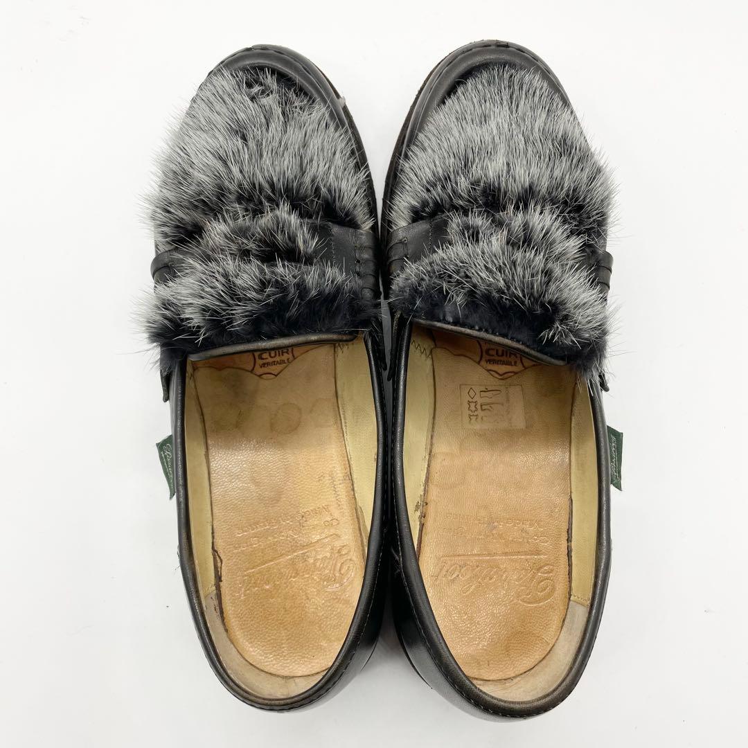Paraboot ORSAY オルセー ミンクファー ローファー 革靴 黒 24
