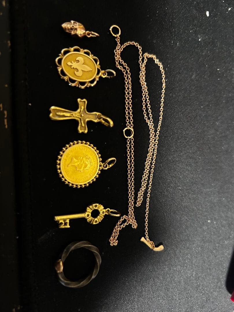 値上げ前 K14 チャーム ネックレス 百合 アンティーク 約2.44g