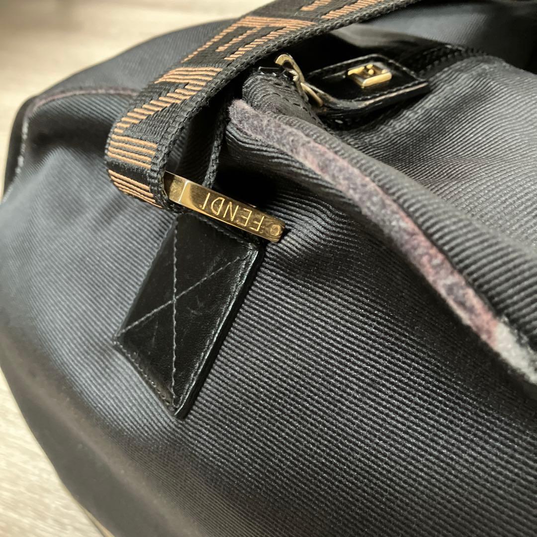 FENDI ナイロン生地 2way ボストンバッグ ドラムバッグ ブラック