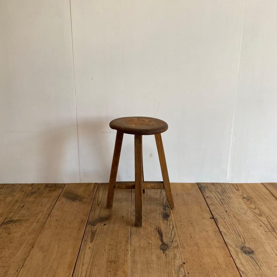 アンティーク スツール 椅子 無垢材 シャビー z865