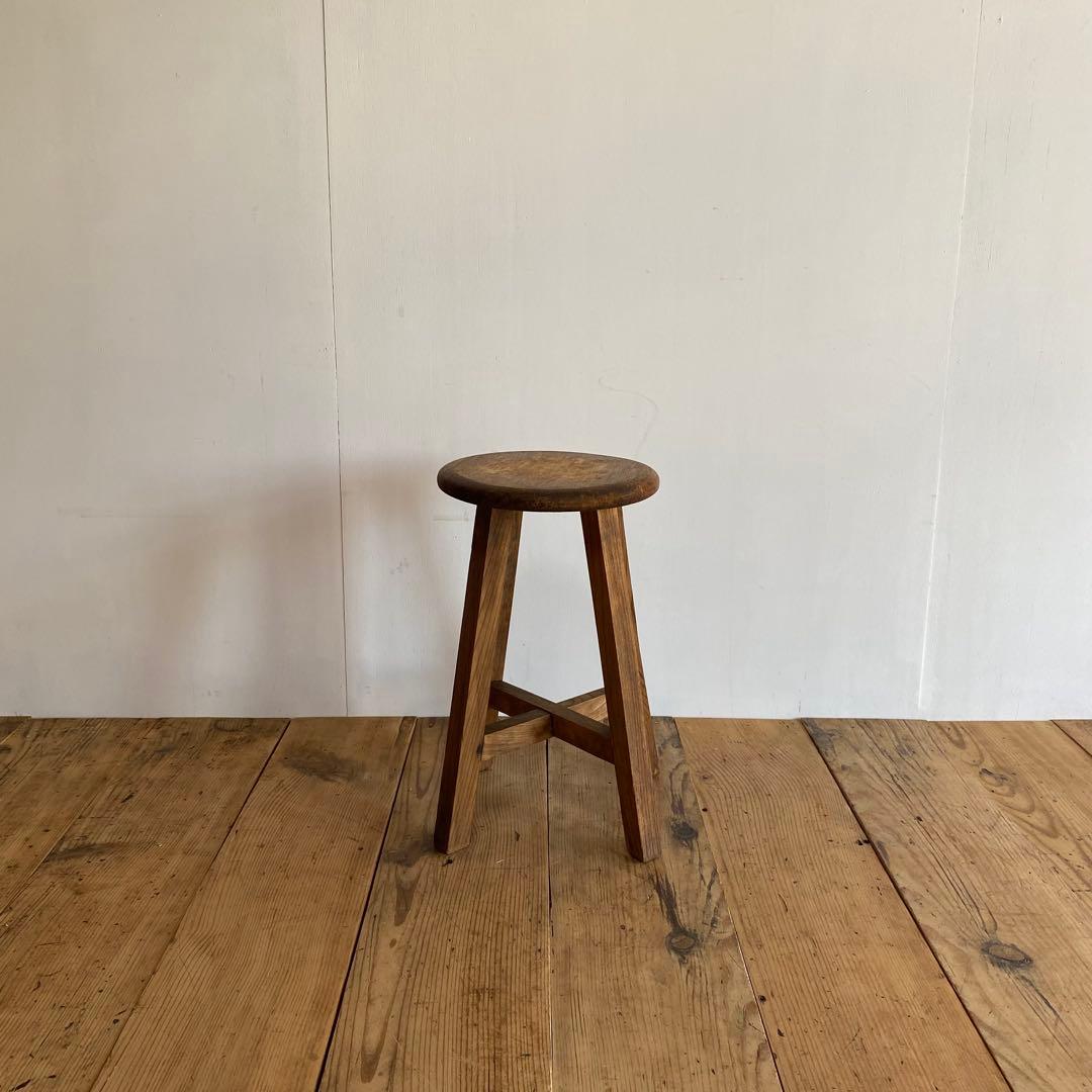 アンティーク スツール 椅子 無垢材 シャビー z865
