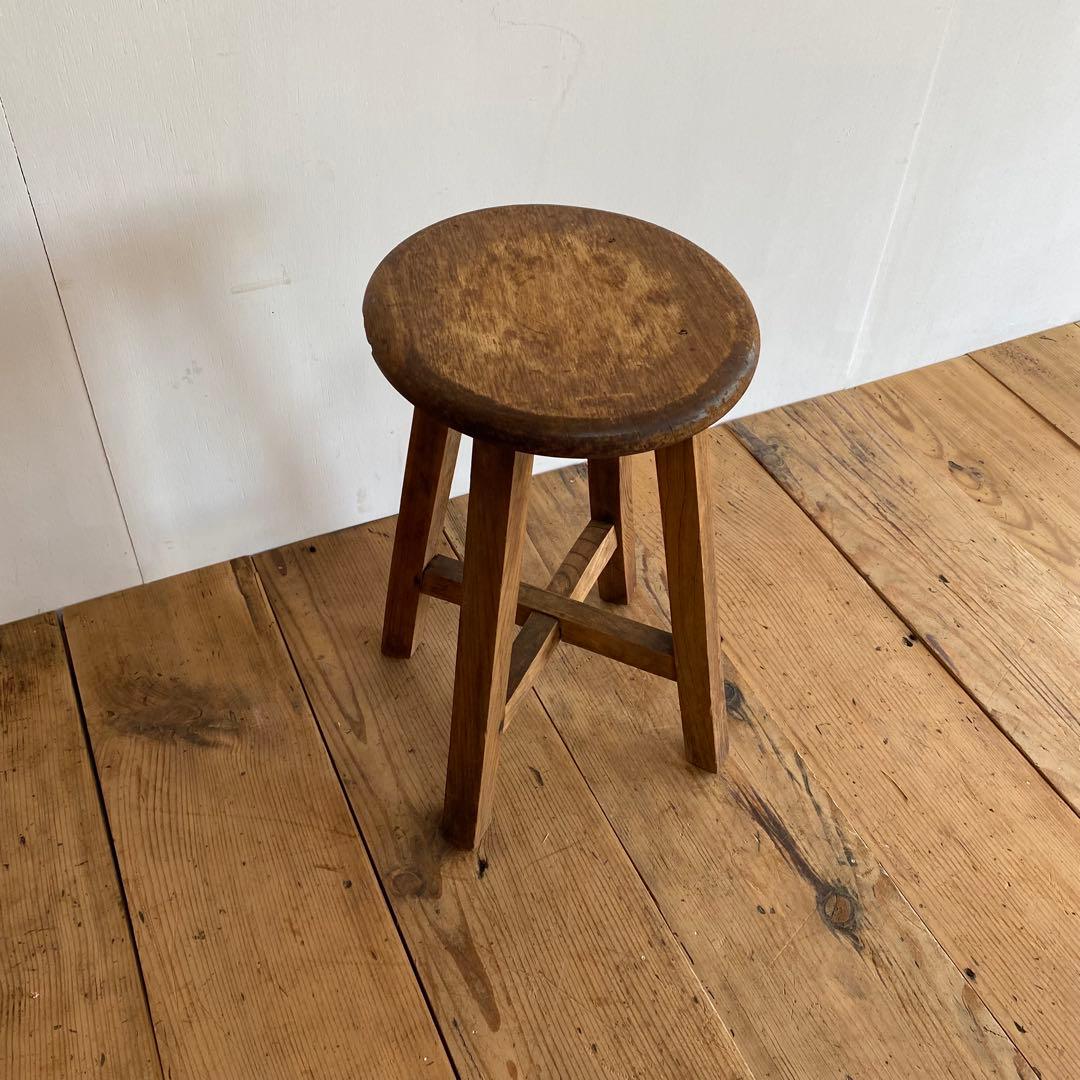 アンティーク スツール 椅子 無垢材 シャビー z865