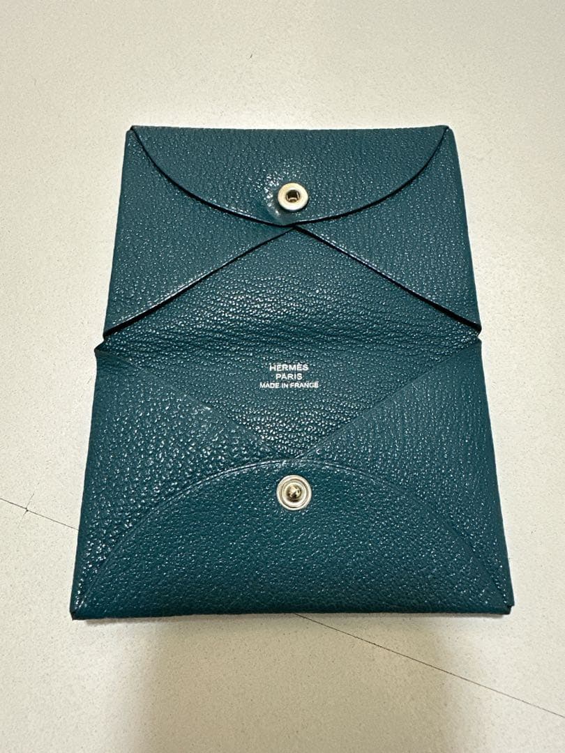 土日がラスト★エルメス カルヴィ BLEU PAON カードケース箱付き D刻印