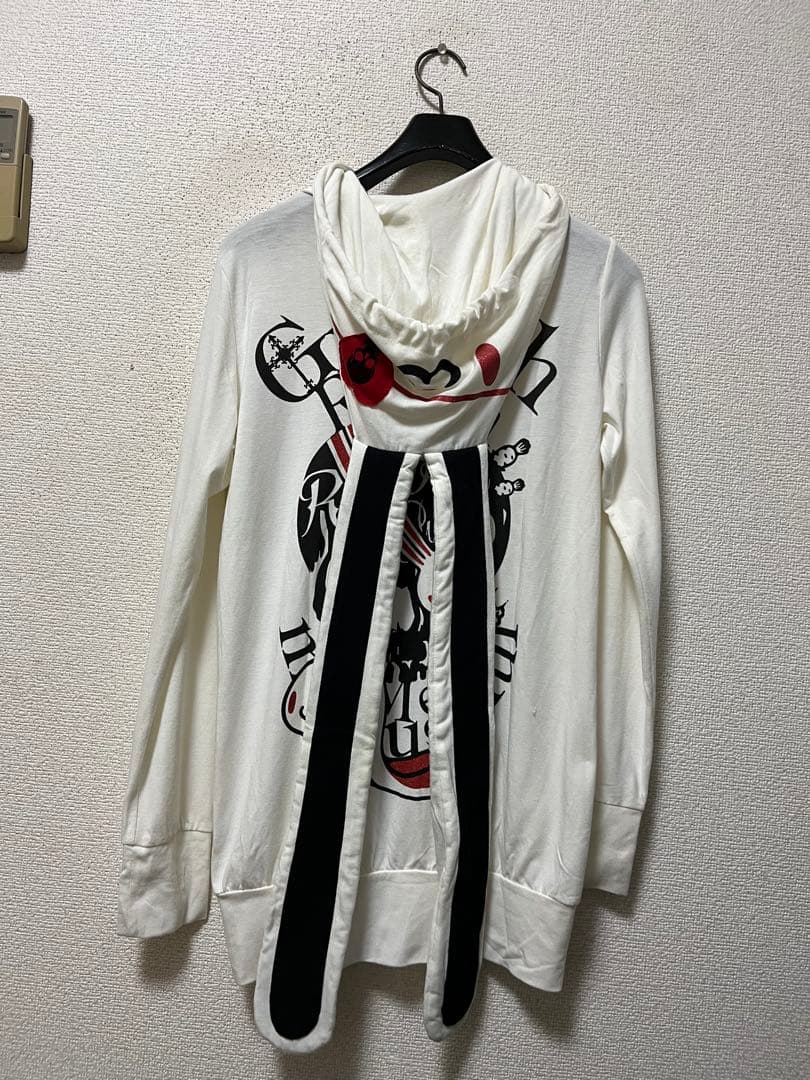 激レア　汎用ウサギ×ゴーストオブハーレム　ロングパーカー　/F　白　ストレッチ