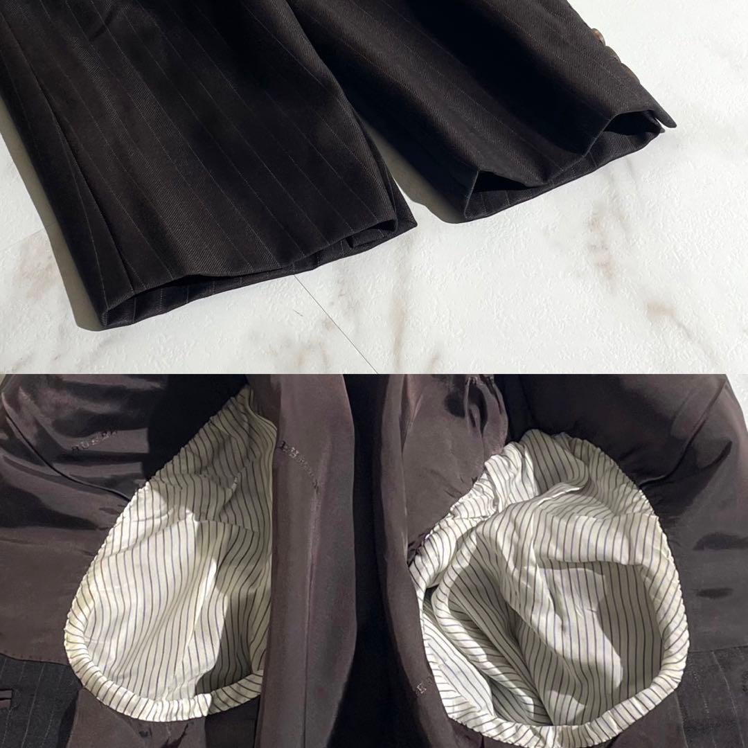 BurberryLondonダークブラウン ストライプ ビジネススーツ