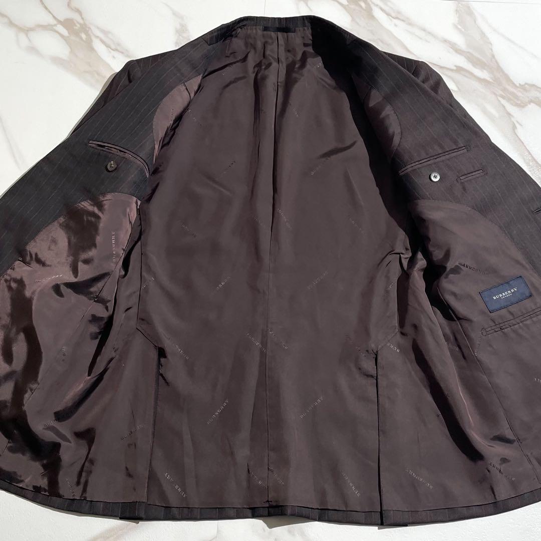 BurberryLondonダークブラウン ストライプ ビジネススーツ