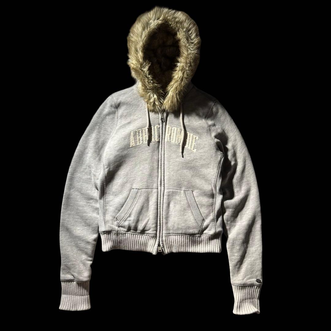 00s A&F fur double zip hoodie y2k 平成