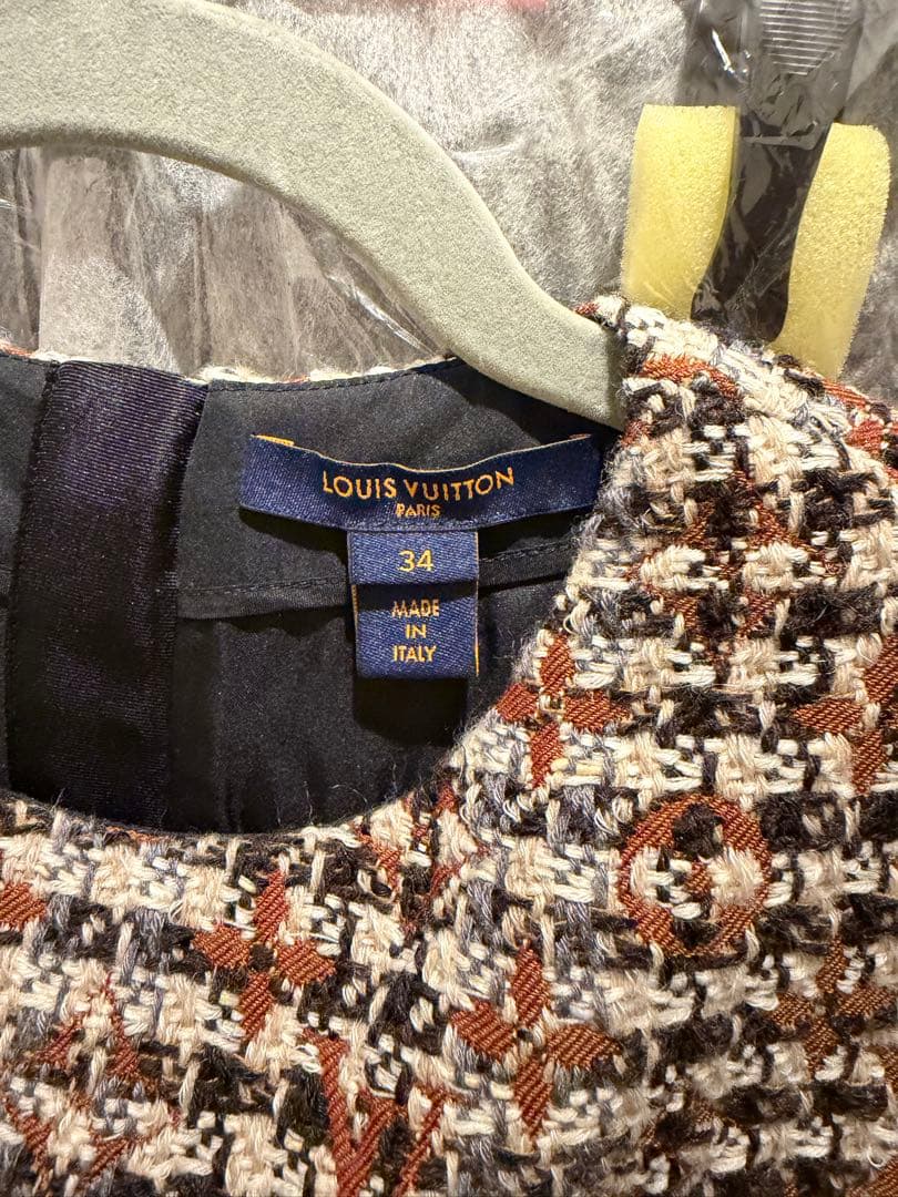 ツイード柄 半袖ミニワンピース