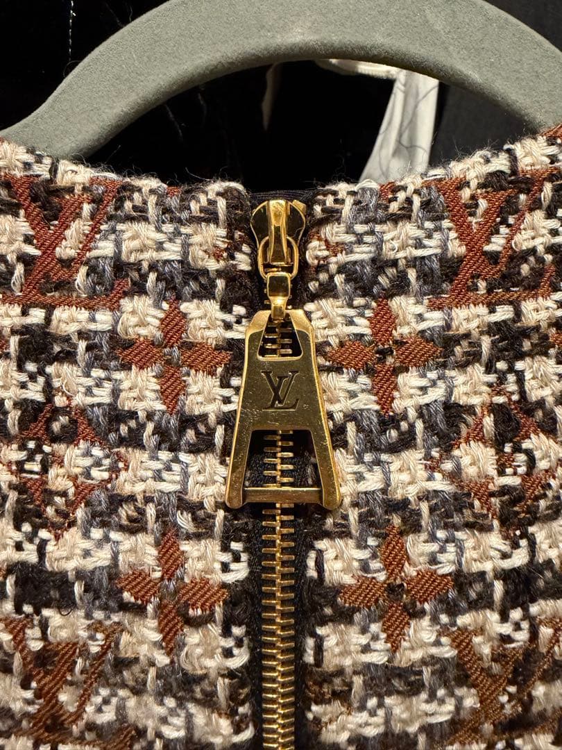 ツイード柄 半袖ミニワンピース