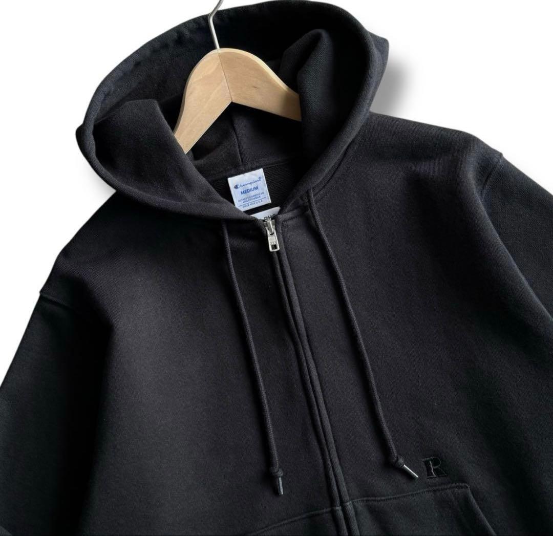 極美品 ロンハーマン RHC チャンピオン別注 ダブルジップ パーカー 黒 ロゴ