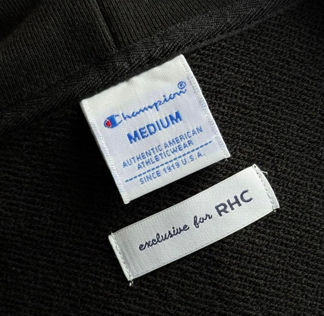 極美品 ロンハーマン RHC チャンピオン別注 ダブルジップ パーカー 黒 ロゴ