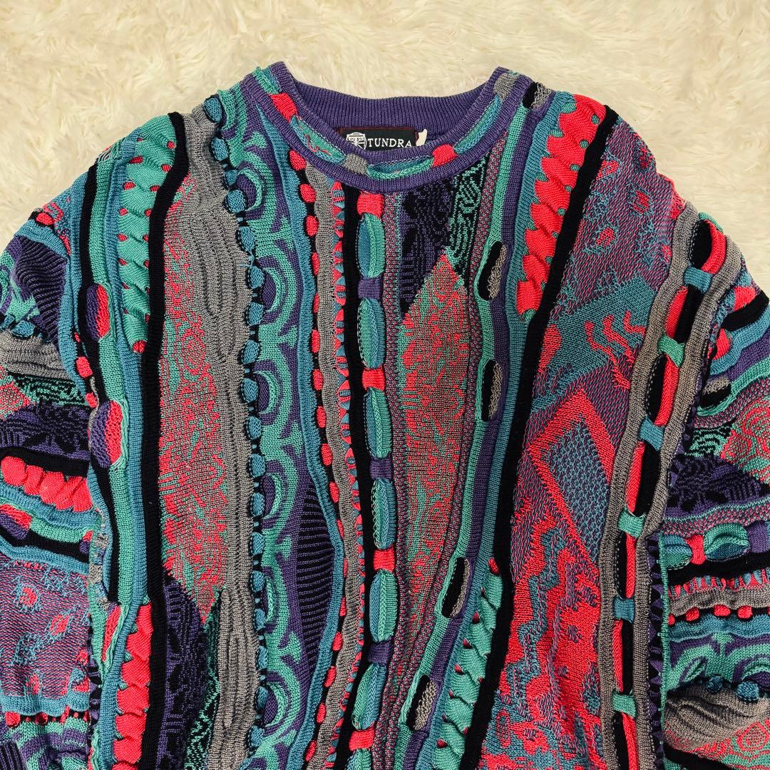 90s 製 TUNDRA 3Dニット セーター COOGI クージー