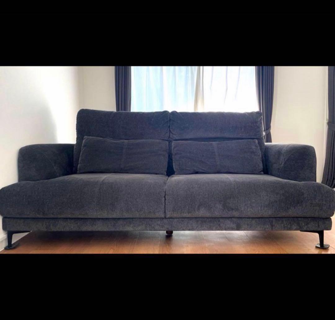 美品 グレーカウチソファ 200cm