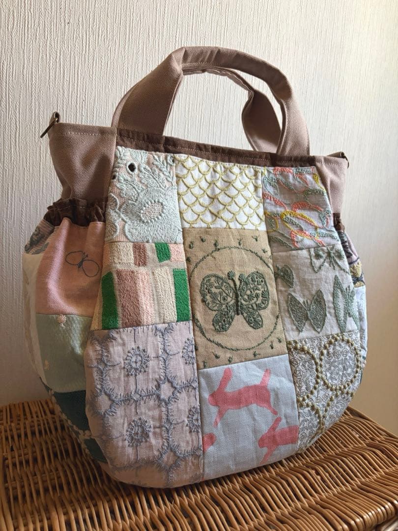 ミナペルホネン＊パッチギャザポケバッグ✂️ハンドメイド⚠️ワケあり