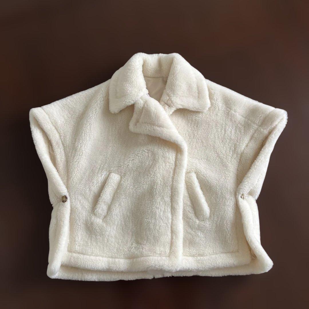 アイボリー テディベア　ケープコート