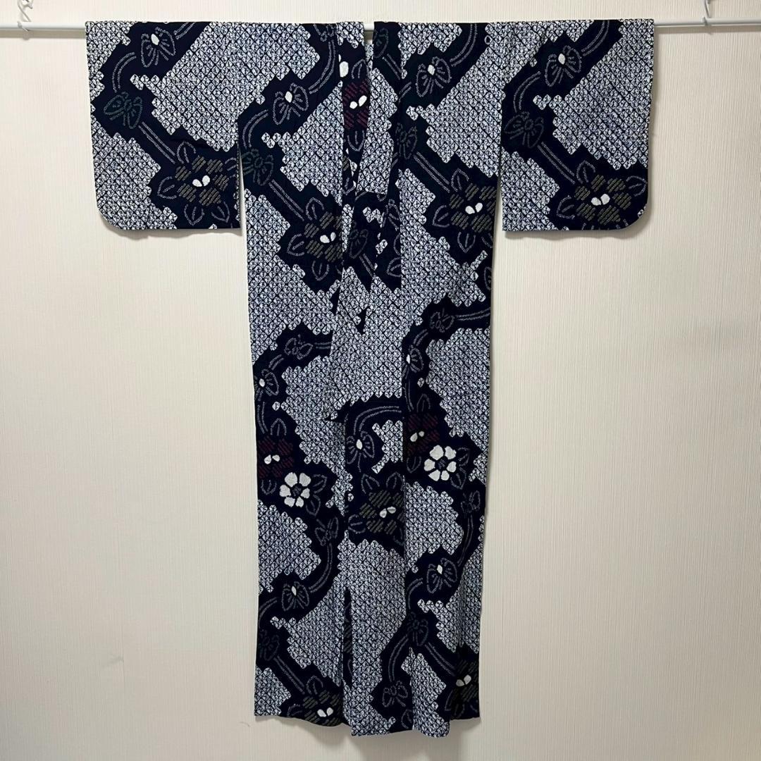 KL3175 有松鳴海絞り 浴衣 身丈164cm 夏着物 木綿