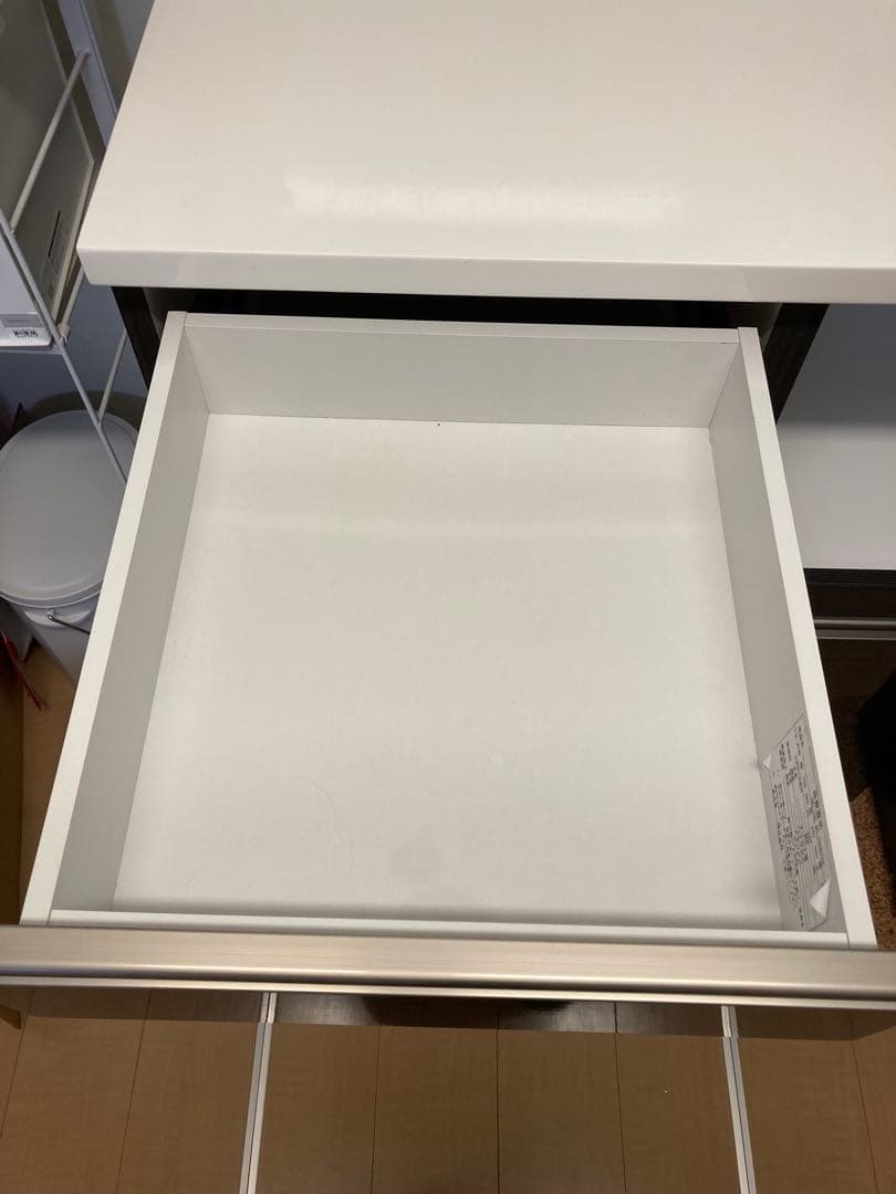 ダークブラウン キッチンカウンター 4段引き出し