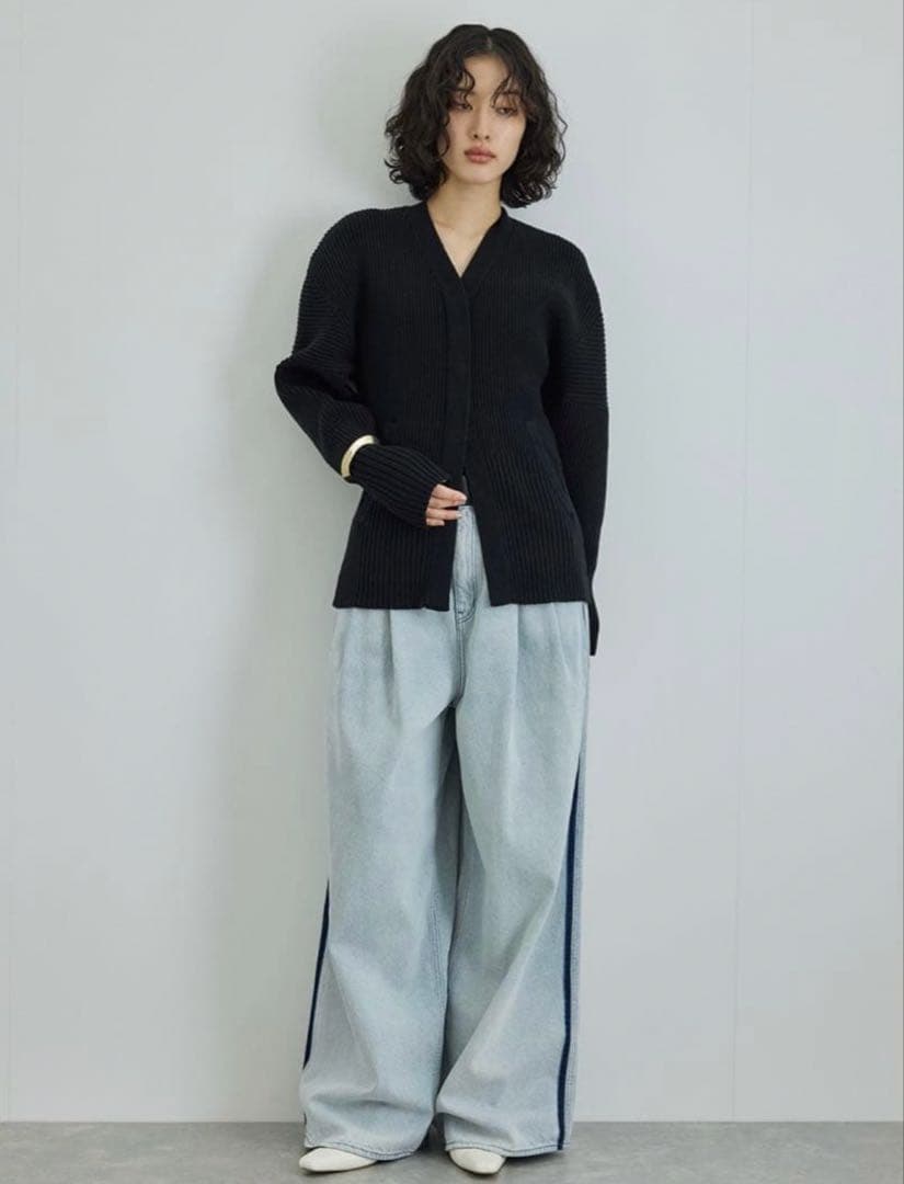 【美品】アダムエロペ 24AW 洗える フォルムリブカーディガン