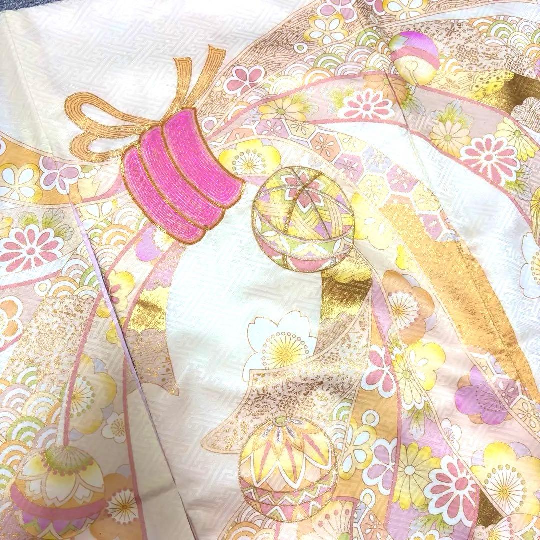 【新品】日本製 スキンベージュ お宮参り 産着 正絹 刺繍入り たとう紙 襦袢付