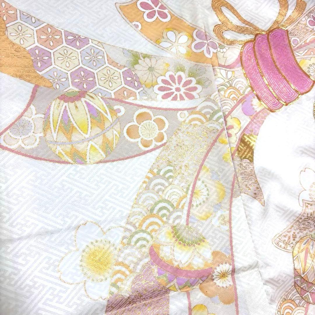 【新品】日本製 スキンベージュ お宮参り 産着 正絹 刺繍入り たとう紙 襦袢付