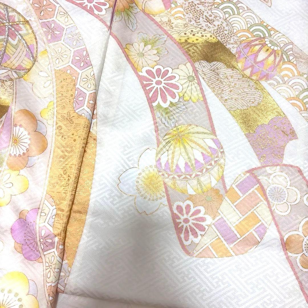 【新品】日本製 スキンベージュ お宮参り 産着 正絹 刺繍入り たとう紙 襦袢付