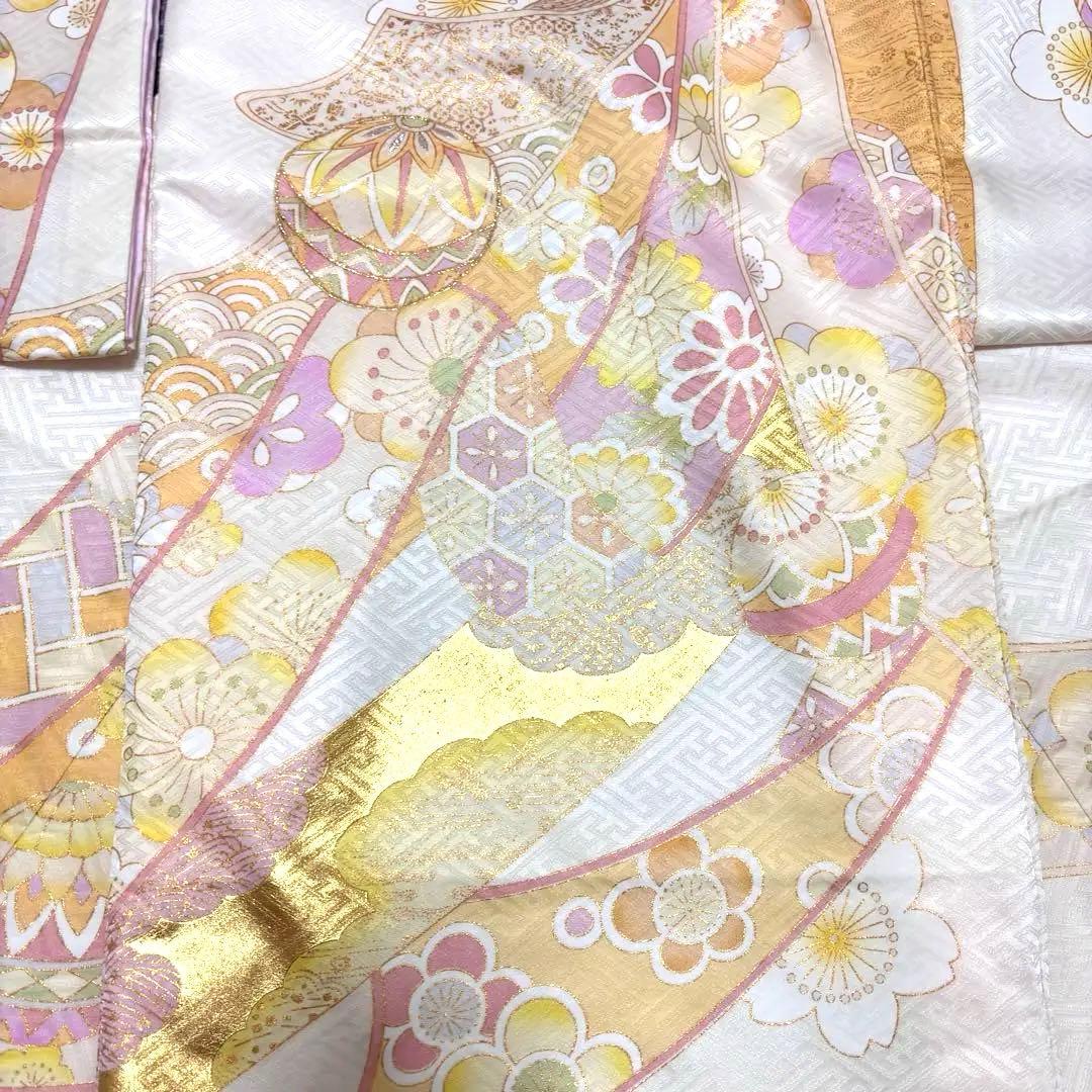 【新品】日本製 スキンベージュ お宮参り 産着 正絹 刺繍入り たとう紙 襦袢付