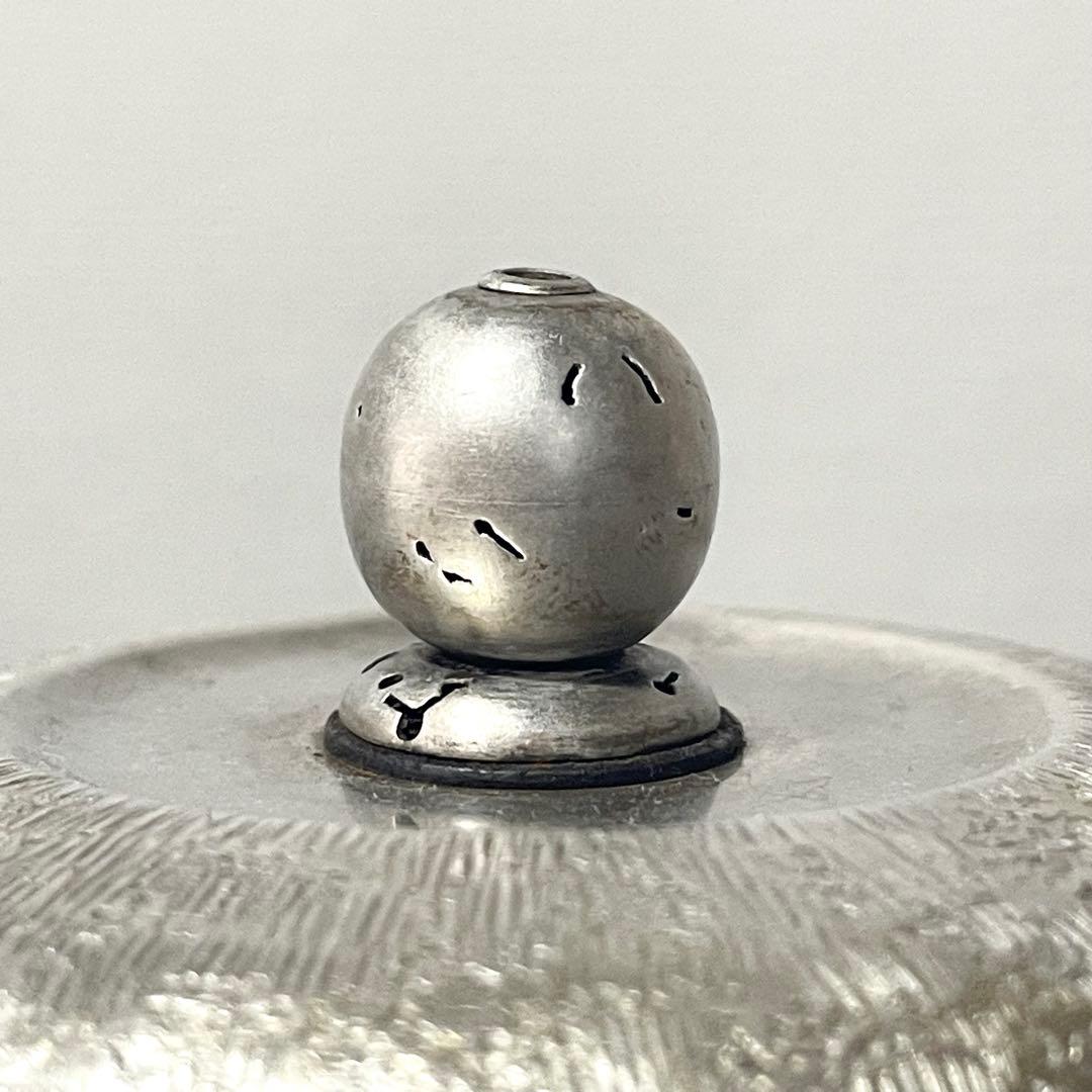 時代 純銀製 銀瓶 長養斎 造 生秀館 約355g 虫喰摘 煎茶道具 鉄瓶 急須