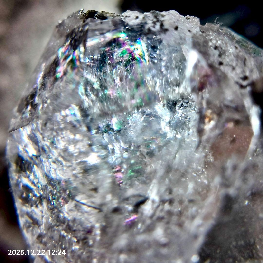 天然ハーキマーダイヤモンド 母岩付原石 USA産 ダブルポイント 虹多 アイリス