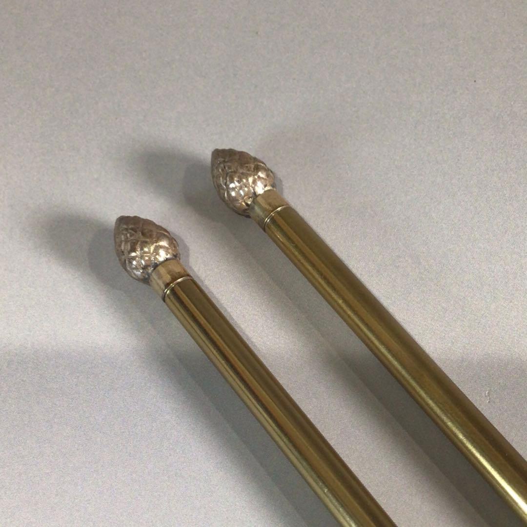 Ｐ７４７　火箸　『木村清雲造』『南鐐』『松笠頭』『飾火箸』　共箱　茶道具