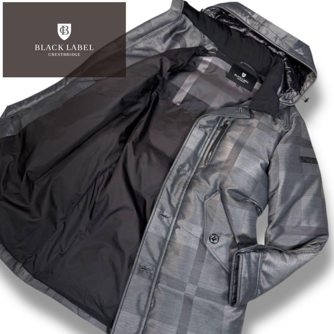 未使用級 ブラックレーベルクレストブリッジ シャドーCBチェック ダウンコートL