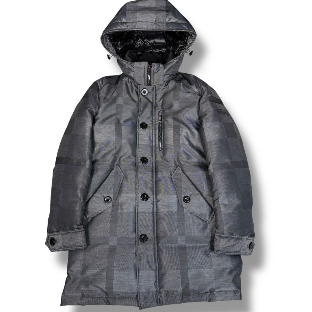 未使用級 ブラックレーベルクレストブリッジ シャドーCBチェック ダウンコートL