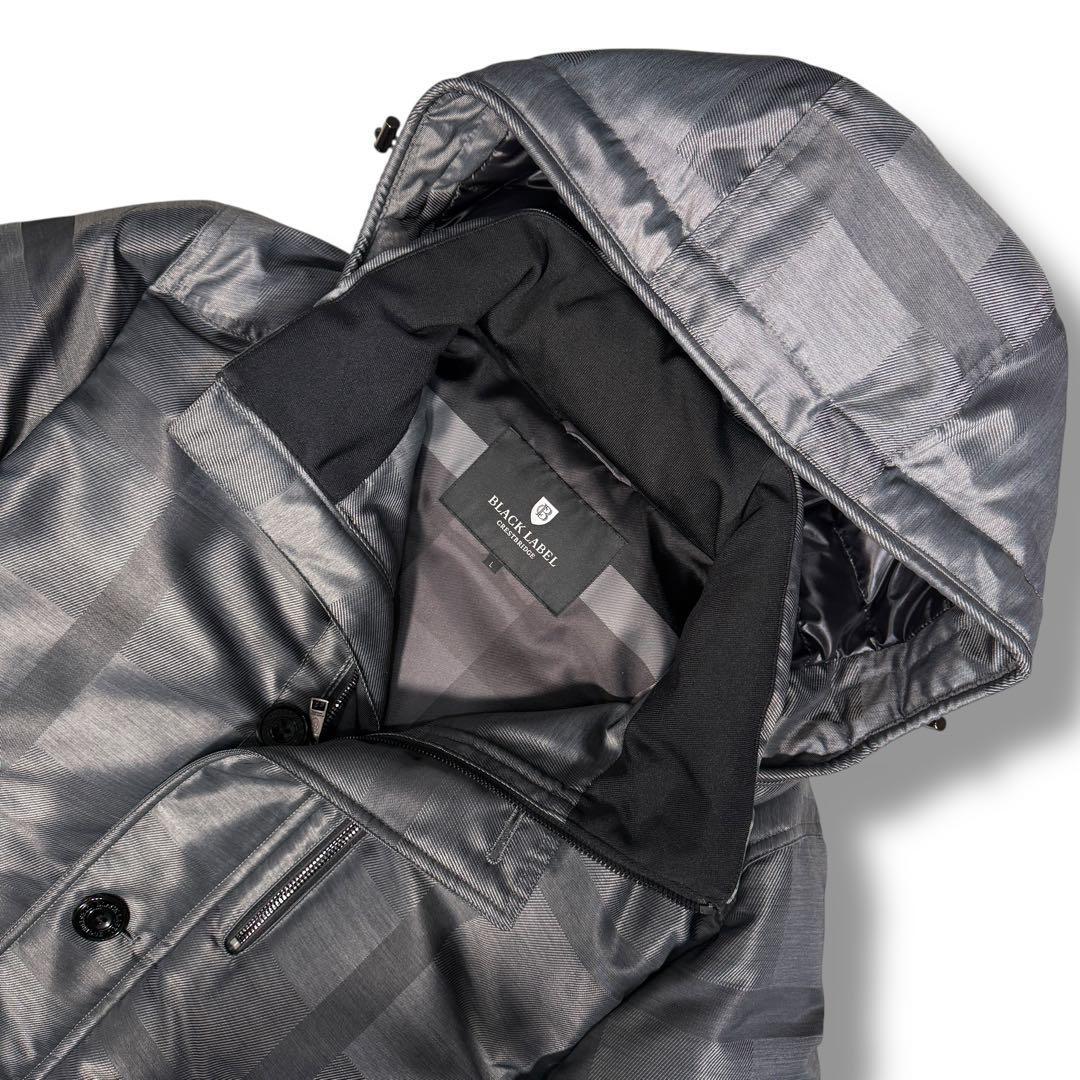 未使用級 ブラックレーベルクレストブリッジ シャドーCBチェック ダウンコートL