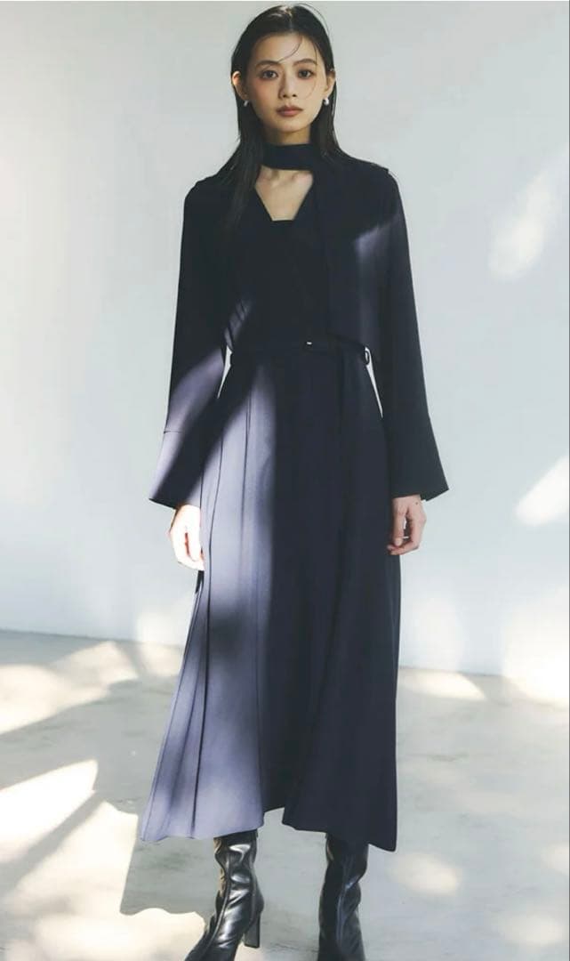 【大人気完売商品】anuans2025AW ダブルサテンクラシカルワンピース