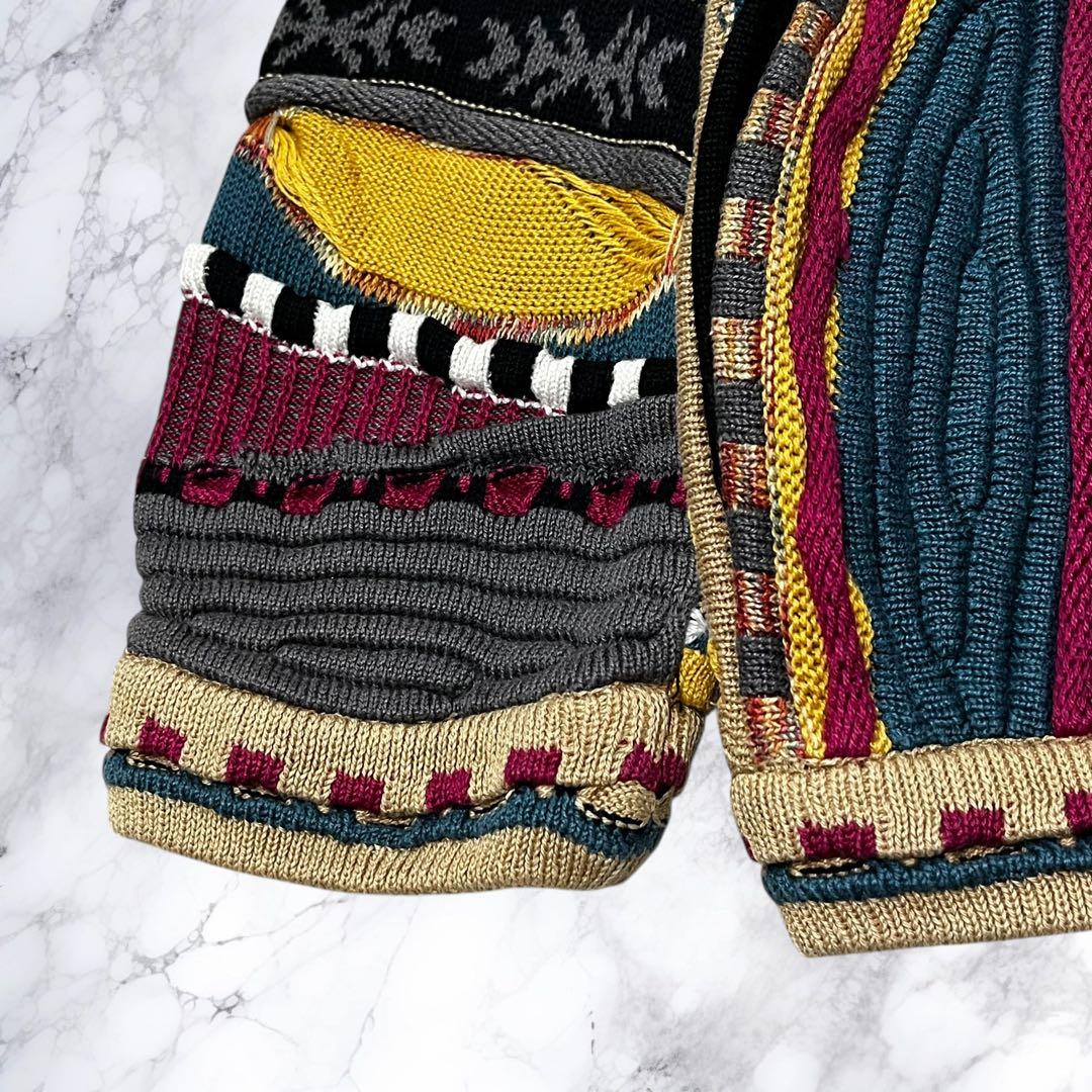 TUNDRA ツンドラ 3Dニット セーター 立体 総柄 マルチカラー L